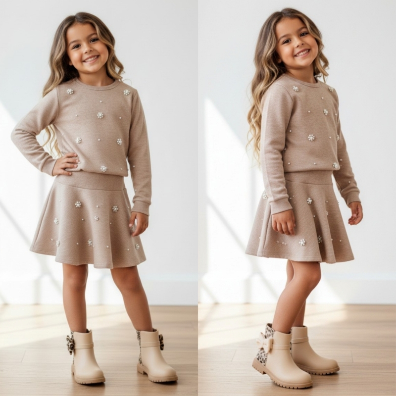 meisjes set taupe