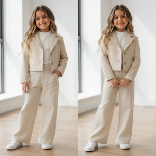 2 delige blazer set beige meisjes