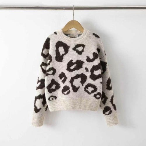 gebreide trui meisjes leopard beige