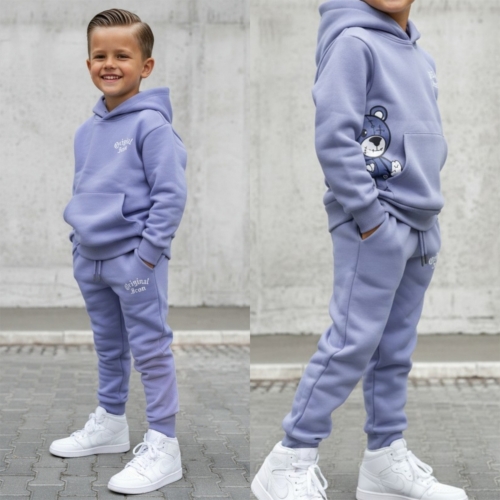 jongens original teddy hoodie set lavendelblauw
