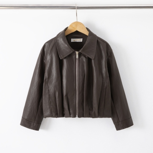 leatherlook jas meisjes bruin