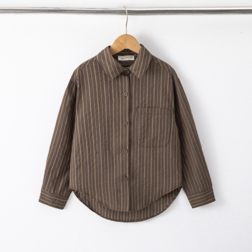 meisjes blouse bruin streep