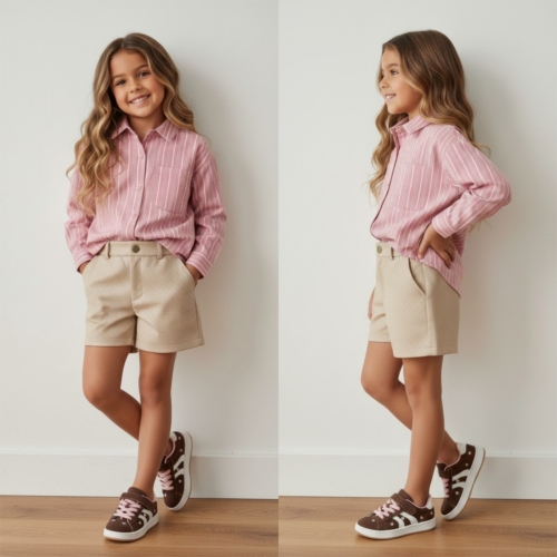 meisjes blouse roze gestreept