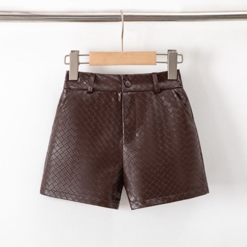 meisjes leatherlook short bruin