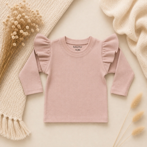 meisjes rib shirt oudroze