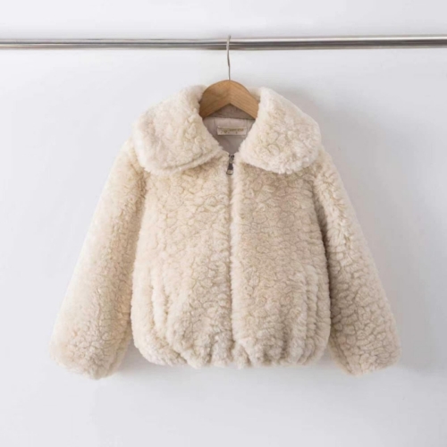 meisjes teddy jas beige