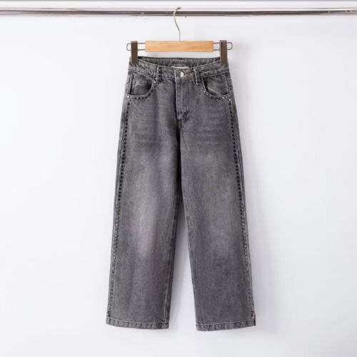 meisjes wide leg jeans grijs
