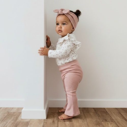 rib broek roze