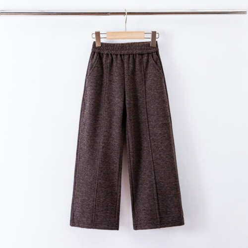 choco bruine wollige wide leg broek meisjes