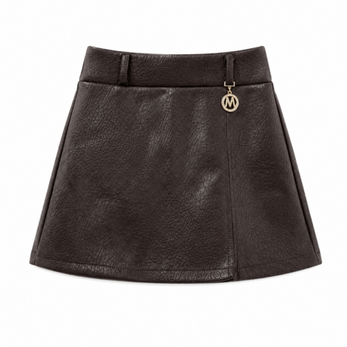 leren broek rokje meisjes bruin
