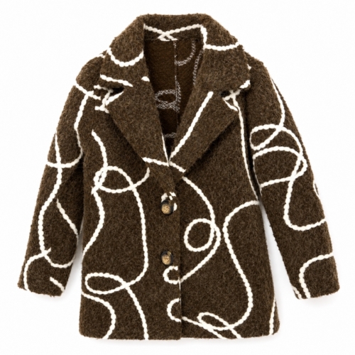 meisjes tussenjas boucle teddy bruin