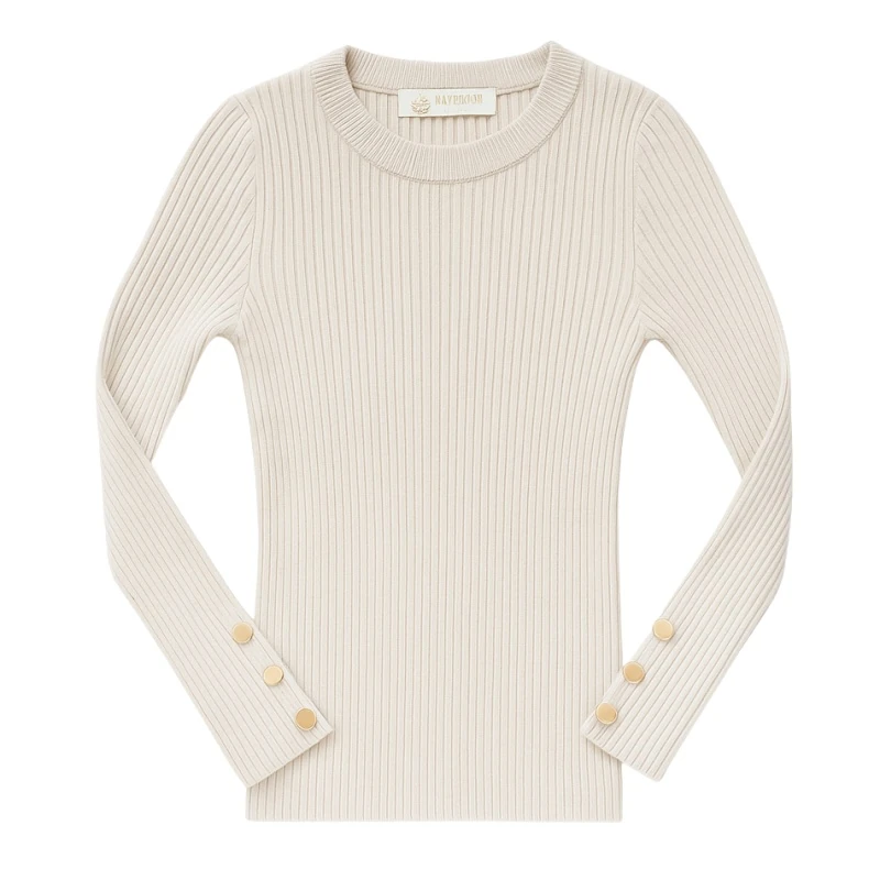 rib button longsleeve beige meisjes rib button longsleeve beige meisjes