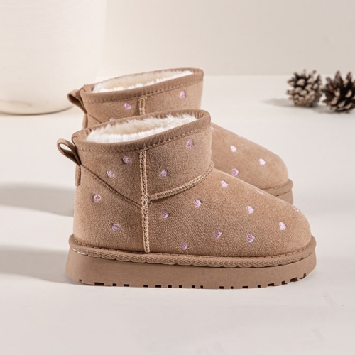 meisjes laarsjes beige roze hartjes