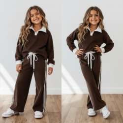 meisjes rib velours set bruin meisjes rib velours set bruin