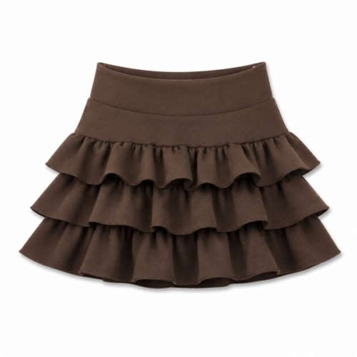 meisjes ruffle rokje bruin