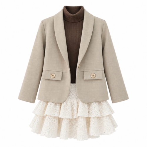 meisjes set 3 delig beige
