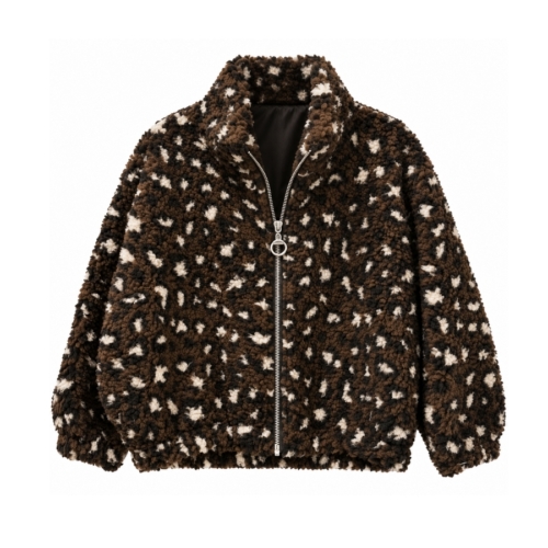 meisjes teddy fleece vest panterbruin