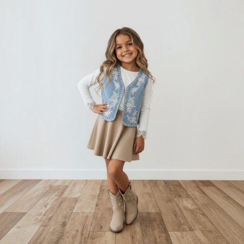 suedelook beige rok meisjes