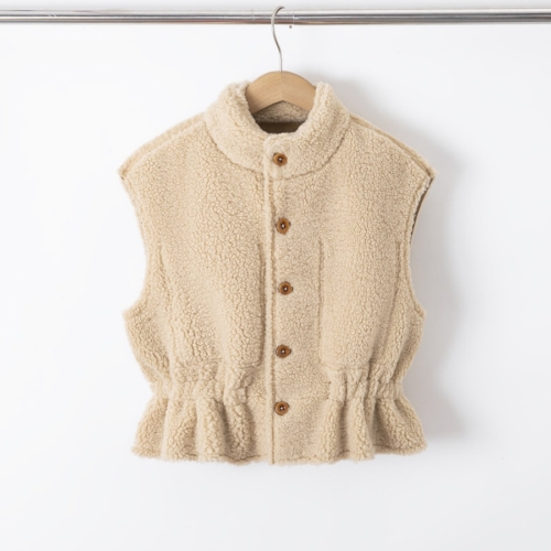 beige omkeerbaar teddy vest meisjes beige