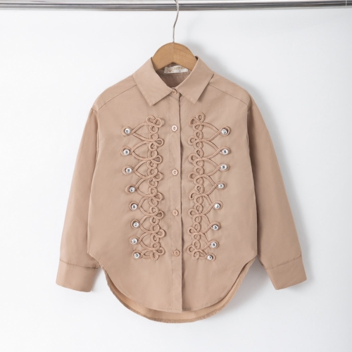 blouse meisje camel knopen