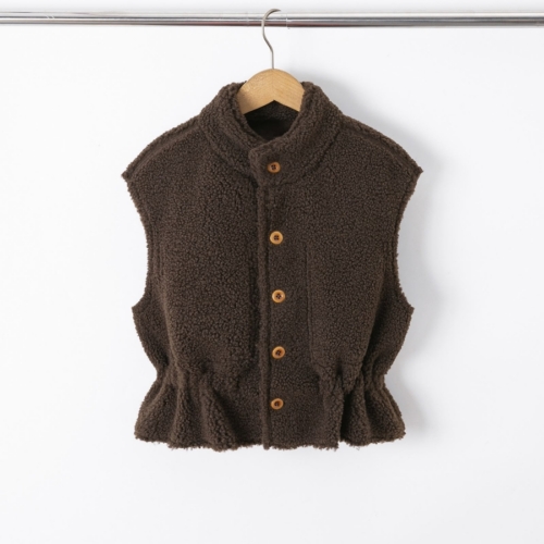 bruin omkeerbaar teddy vest meisjes herfst