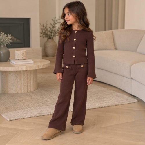 bruine rib set meisjes bruine rib set meisjes