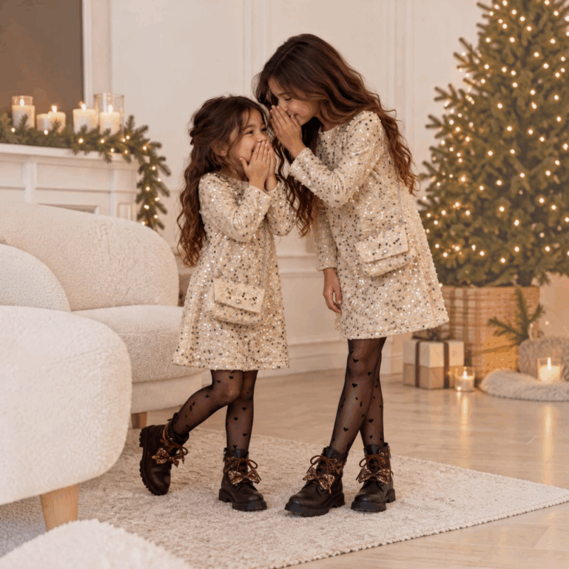 champagne gouden glitter jurk meisjes
