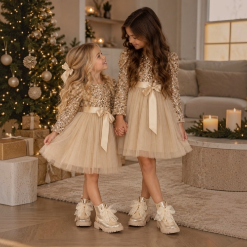 champagne gouden meisjes jurk champagne gouden meisjes jurk